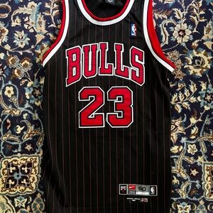 Nike 1994 Black Bulls pinstripe Michael Jordan Jersey